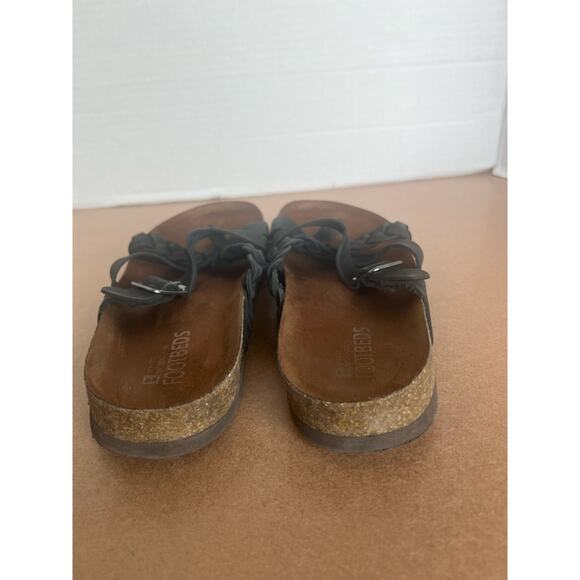 White Mountain Harrington Black Leather Buckle Footbed Slip On Sandals Sz 9M - Picture 9 of 11